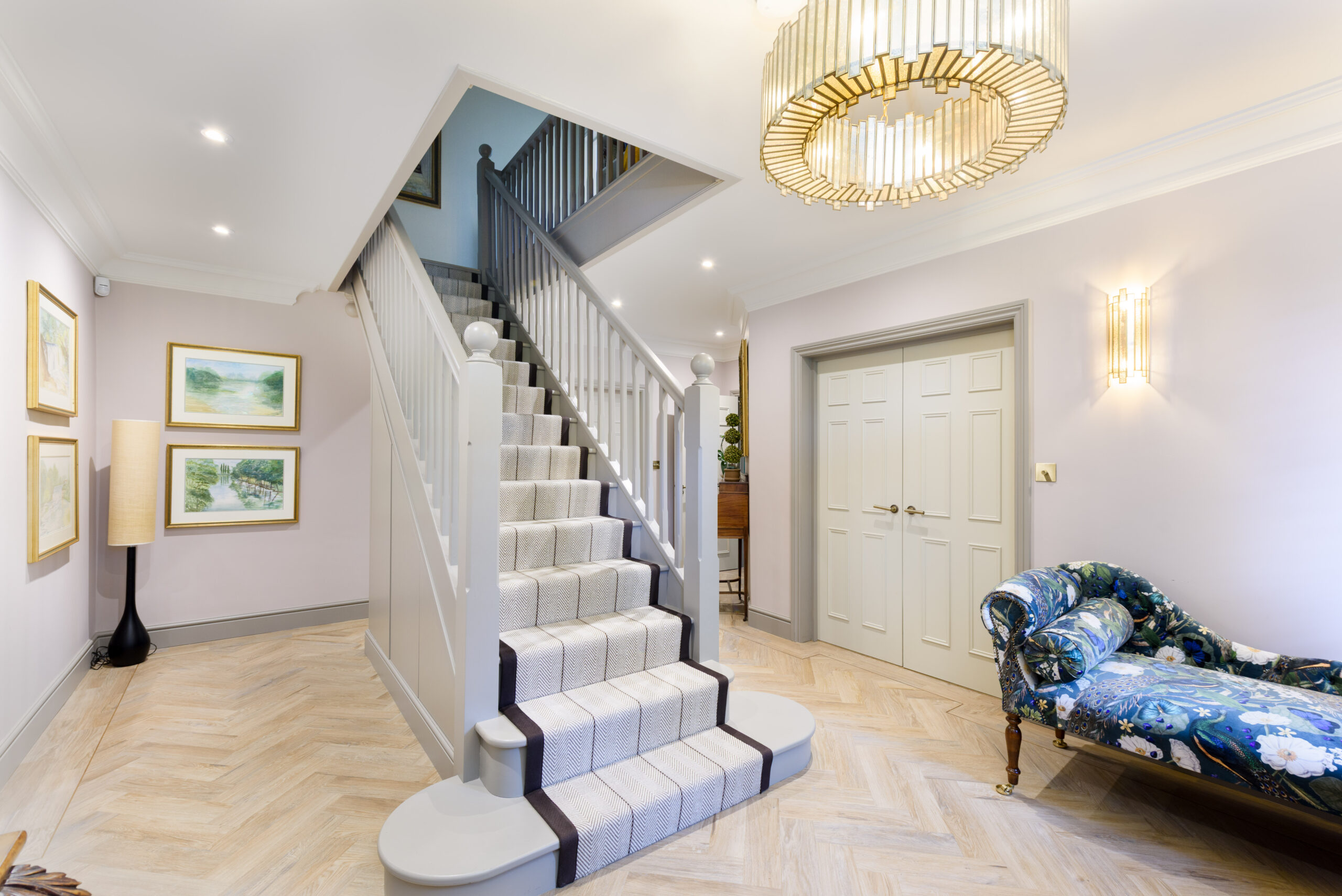 hallway with seating